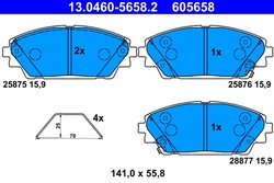 SET PLACUTE FRANA ATE 13.0460-5658.2 - Compatibil cu MAZDA