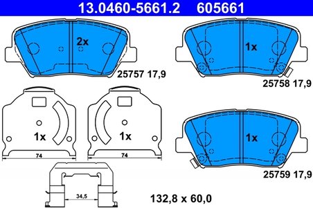 Set placute frana ATE 13.0460-5661.2
