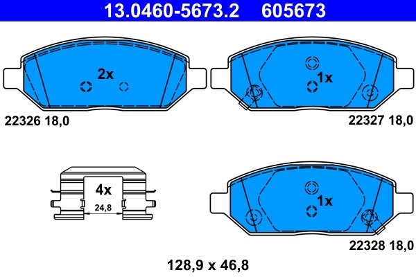 SET PLACUTE FRANA ATE 13.0460-5673.2 - Compatibil cu OPEL, VAUXHALL