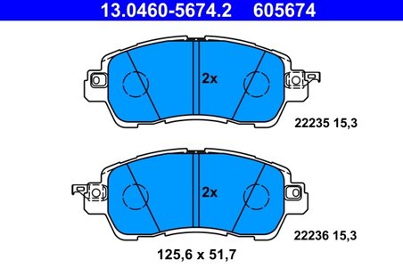 SET PLACUTE FRANA ATE 13.0460-5674.2 - Compatibil cu MAZDA