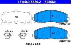 Set placute frana ATE 13.0460-5680.2