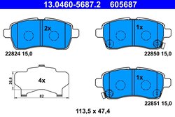 Set placute frana ATE 13.0460-5687.2