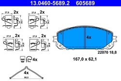 SET PLACUTE FRANA ATE 13.0460-5689.2 - Compatibil cu JEEP