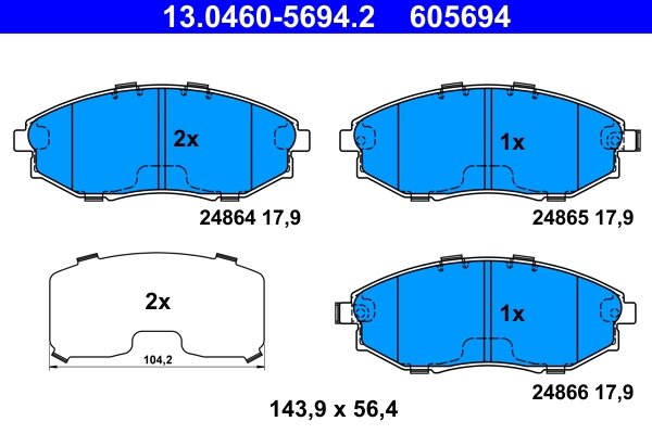 SET PLACUTE FRANA ATE 13.0460-5694.2 - Compatibil cu CHEVROLET, DAEWOO