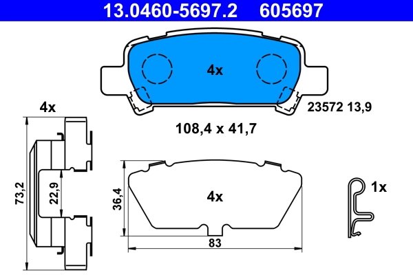 SET PLACUTE FRANA ATE 13.0460-5697.2 - Compatibil cu SUBARU
