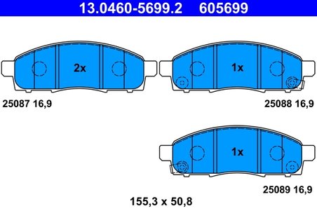 SET PLACUTE FRANA ATE 13.0460-5699.2 - Compatibil cu NISSAN