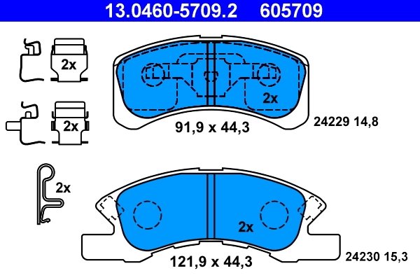 SET PLACUTE FRANA ATE 13.0460-5709.2 - Compatibil cu DAIHATSU, MITSUBISHI