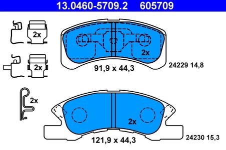 SET PLACUTE FRANA ATE 13.0460-5709.2 - Compatibil cu DAIHATSU, MITSUBISHI