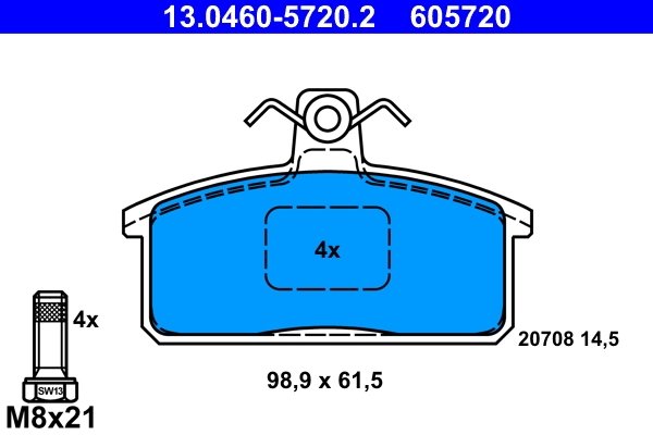 Set placute frana ATE 13.0460-5720.2