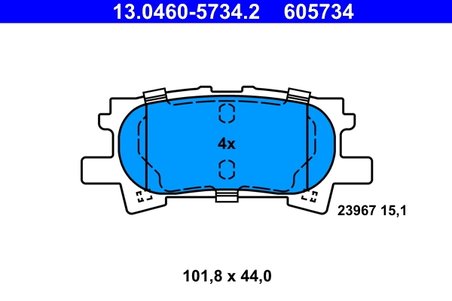 SET PLACUTE FRANA ATE 13.0460-5734.2 - Compatibil cu LEXUS, TOYOTA