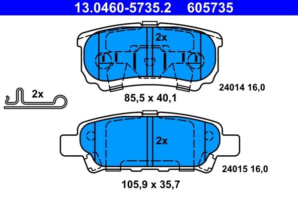 Set placute frana ATE 13.0460-5735.2