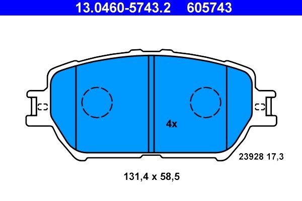 SET PLACUTE FRANA ATE 13.0460-5743.2 - Compatibil cu LEXUS, TOYOTA
