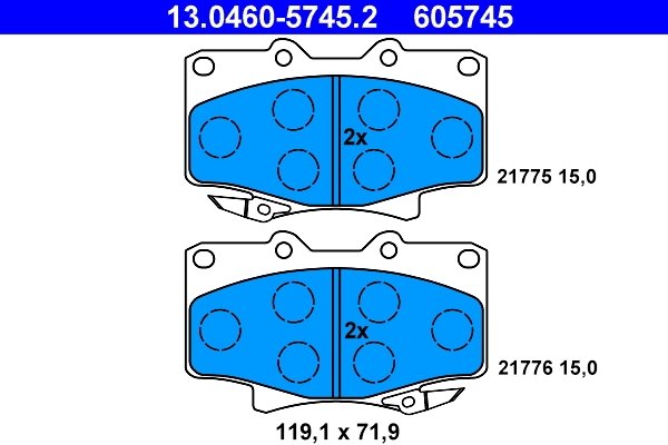 SET PLACUTE FRANA ATE 13.0460-5745.2 - Compatibil cu LEXUS, TOYOTA
