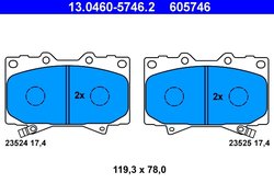 SET PLACUTE FRANA ATE 13.0460-5746.2 - Compatibil cu LEXUS, TOYOTA