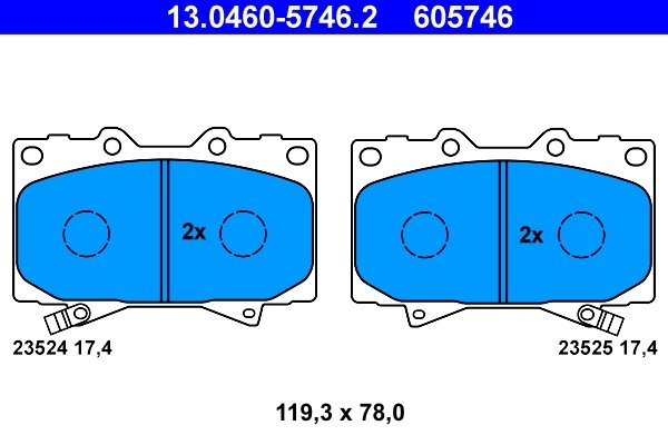 SET PLACUTE FRANA ATE 13.0460-5746.2 - Compatibil cu LEXUS, TOYOTA