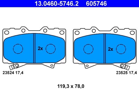SET PLACUTE FRANA ATE 13.0460-5746.2 - Compatibil cu LEXUS, TOYOTA
