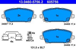 SET PLACUTE FRANA ATE 13.0460-5756.2 - Compatibil cu HONDA