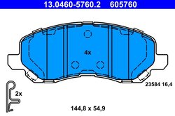 SET PLACUTE FRANA ATE 13.0460-5760.2 - Compatibil cu CHRYSLER, CITROEN, JEEP, LANCIA, MITSUBISHI, PEUGEOT