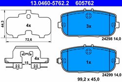 Set placute frana ATE 13.0460-5762.2