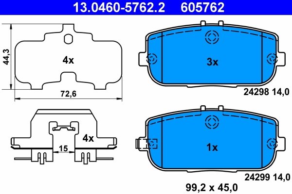 Set placute frana ATE 13.0460-5762.2