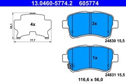 Set placute frana ATE 13.0460-5774.2