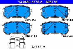 Set placute frana ATE 13.0460-5775.2