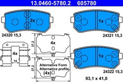 Set placute frana ATE 13.0460-5780.2