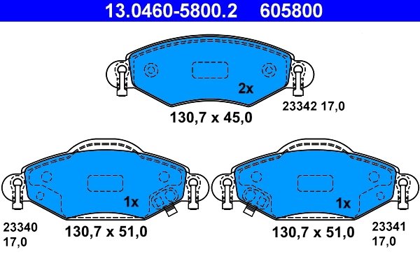 Set placute frana ATE 13.0460-5800.2