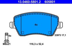 SET PLACUTE FRANA ATE 13.0460-5801.2 - Compatibil cu NISSAN, RENAULT