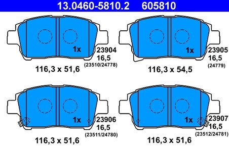 Set placute frana ATE 13.0460-5810.2