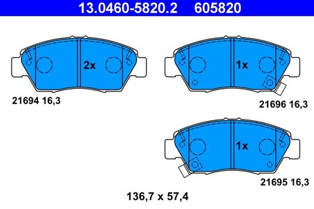 Set placute frana ATE 13.0460-5820.2