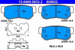 Set placute frana ATE 13.0460-5833.2