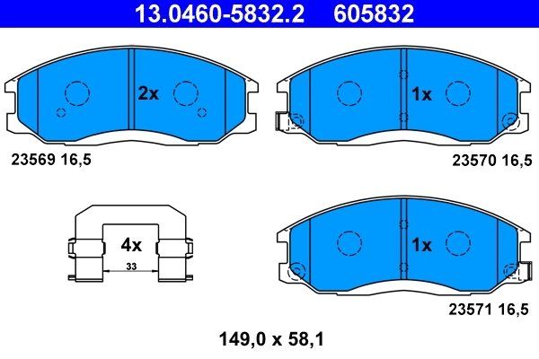 SET PLACUTE FRANA ATE 13.0460-5832.2 - Compatibil cu DAEWOO, HYUNDAI, SSANGYONG