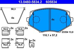 SET PLACUTE FRANA ATE 13.0460-5834.2 - Compatibil cu MAZDA