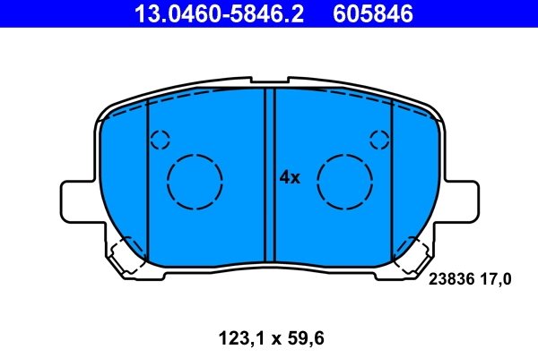 SET PLACUTE FRANA ATE 13.0460-5846.2 - Compatibil cu TOYOTA