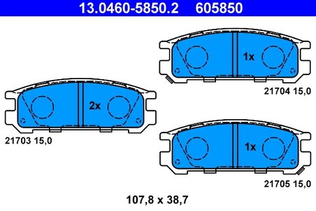 Set placute frana ATE 13.0460-5850.2