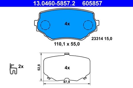 SET PLACUTE FRANA ATE 13.0460-5857.2 - Compatibil cu SUZUKI