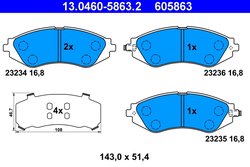 SET PLACUTE FRANA ATE 13.0460-5863.2 - Compatibil cu CHEVROLET, DAEWOO