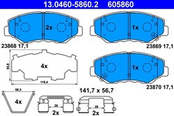 Set placute frana ATE 13.0460-5860.2
