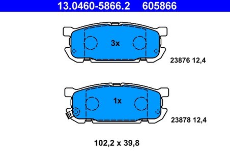 SET PLACUTE FRANA ATE 13.0460-5866.2 - Compatibil cu MAZDA