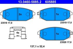 SET PLACUTE FRANA ATE 13.0460-5885.2 - Compatibil cu HYUNDAI, MITSUBISHI