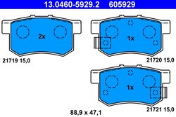 SET PLACUTE FRANA ATE 13.0460-5929.2 - Compatibil cu FIAT, HONDA, MG, ROVER, SUZUKI