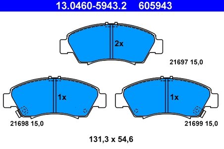 SET PLACUTE FRANA ATE 13.0460-5943.2 - Compatibil cu HONDA