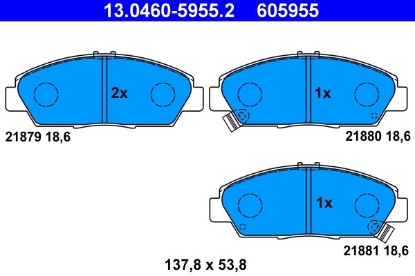 SET PLACUTE FRANA ATE 13.0460-5955.2 - Compatibil cu HONDA, ROVER