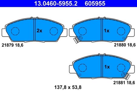 SET PLACUTE FRANA ATE 13.0460-5955.2 - Compatibil cu HONDA, ROVER