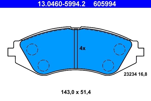 SET PLACUTE FRANA ATE 13.0460-5994.2 - Compatibil cu CHEVROLET, DAEWOO, SUZUKI