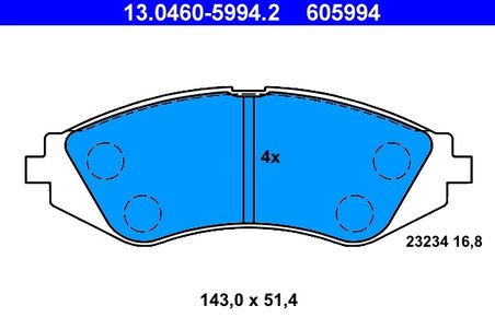 SET PLACUTE FRANA ATE 13.0460-5994.2 - Compatibil cu CHEVROLET, DAEWOO, SUZUKI