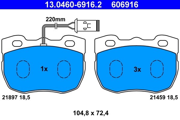 SET PLACUTE FRANA ATE 13.0460-6916.2 - Compatibil cu LAND ROVER