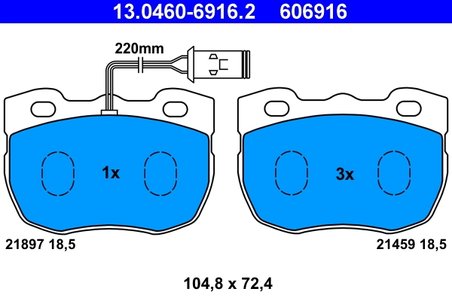 SET PLACUTE FRANA ATE 13.0460-6916.2 - Compatibil cu LAND ROVER