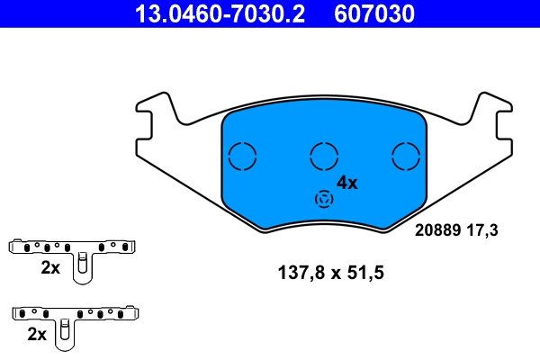 SET PLACUTE FRANA ATE 13.0460-7030.2 - Compatibil cu SEAT, VW